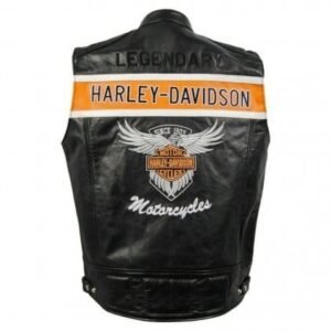 RIDING HARLEY DAVIDSON MEN’S BLACK BIKER MOTORCYCLE GENUINE LEATHER VEST
