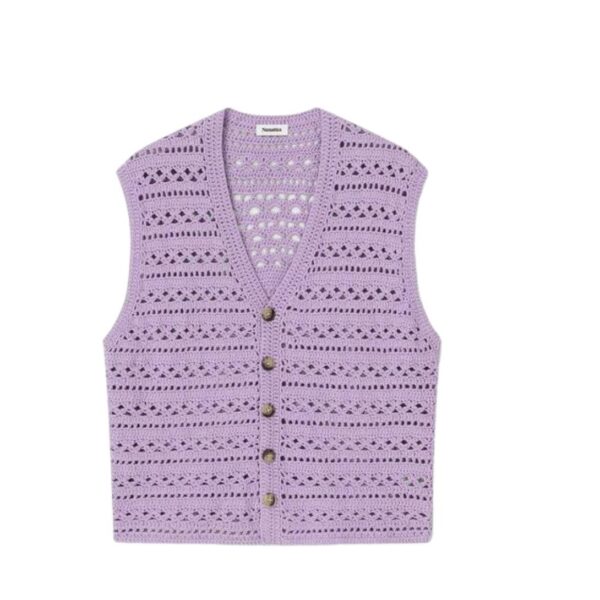 NANUSHKA ANDOR SALE CROCHET-KNIT VEST PURPLE