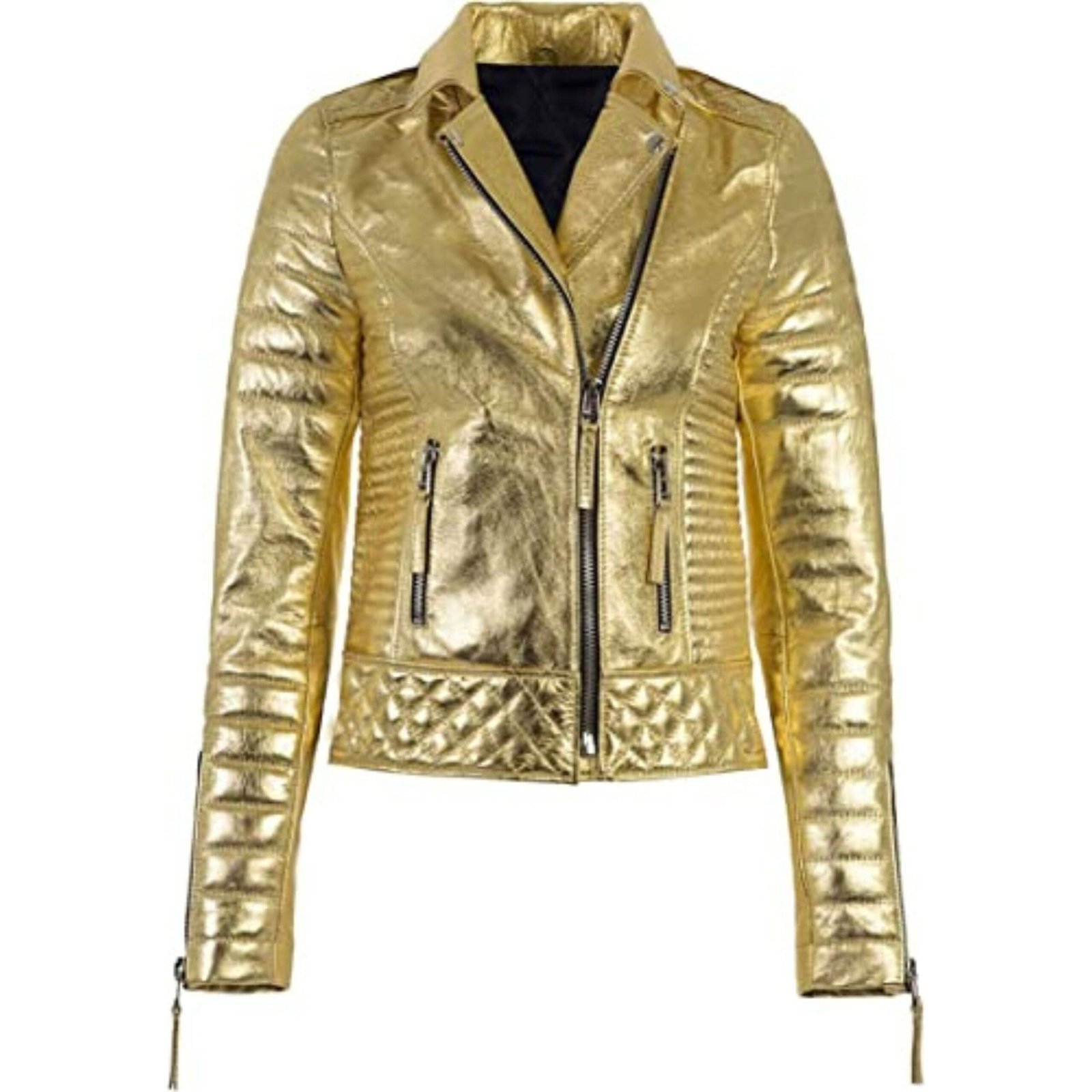 Gold Leather Jacket Women