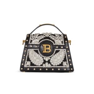 BALMAIN B-BUZZ DYNASTY BAG IN EMBROIDERED SATIN