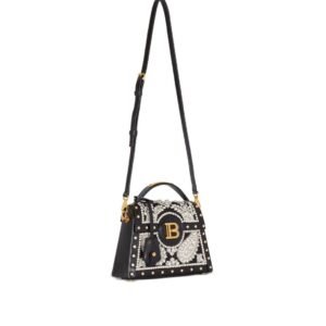 BALMAIN B-BUZZ DYNASTY BAG IN EMBROIDERED SATIN