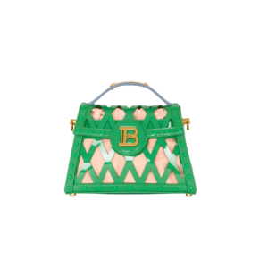 BALMAIN B-BUZZ DYNASTY BAG IN PATENT LEATHER WITH AN OPENWORK GRID MOTIF