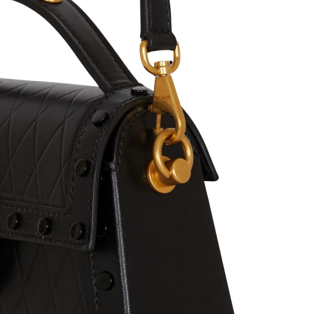 BALMAIN B-BUZZ DYNASTY BAG IN GRID-EMBOSSED CALFSKIN - Image 4