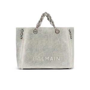 BALMAIN 1945 SOFT FADED DENIM TOTE BAG