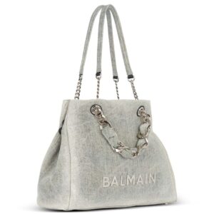 BALMAIN 1945 SOFT FADED DENIM TOTE BAG