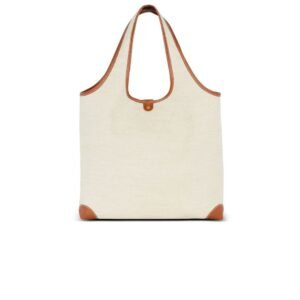 BALMAIN CANVAS AND LEATHER B-ARMY GROCERY BAG