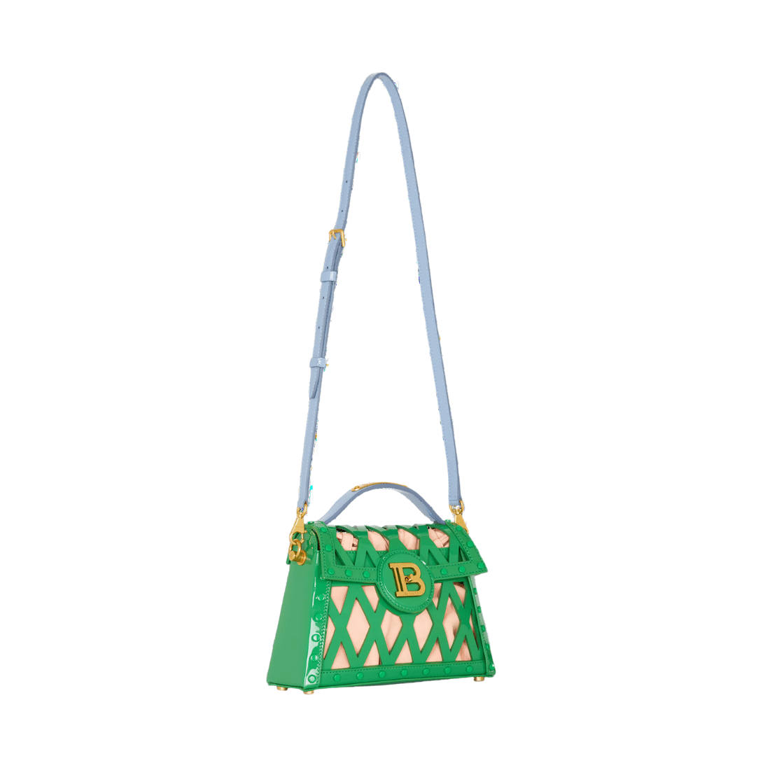 BALMAIN B-BUZZ DYNASTY BAG IN PATENT LEATHER WITH AN OPENWORK GRID MOTIF - Image 2