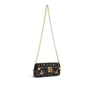 BALMAIN B-BUZZ POUCH 23 SATIN AND CRYSTALS CLUTCH
