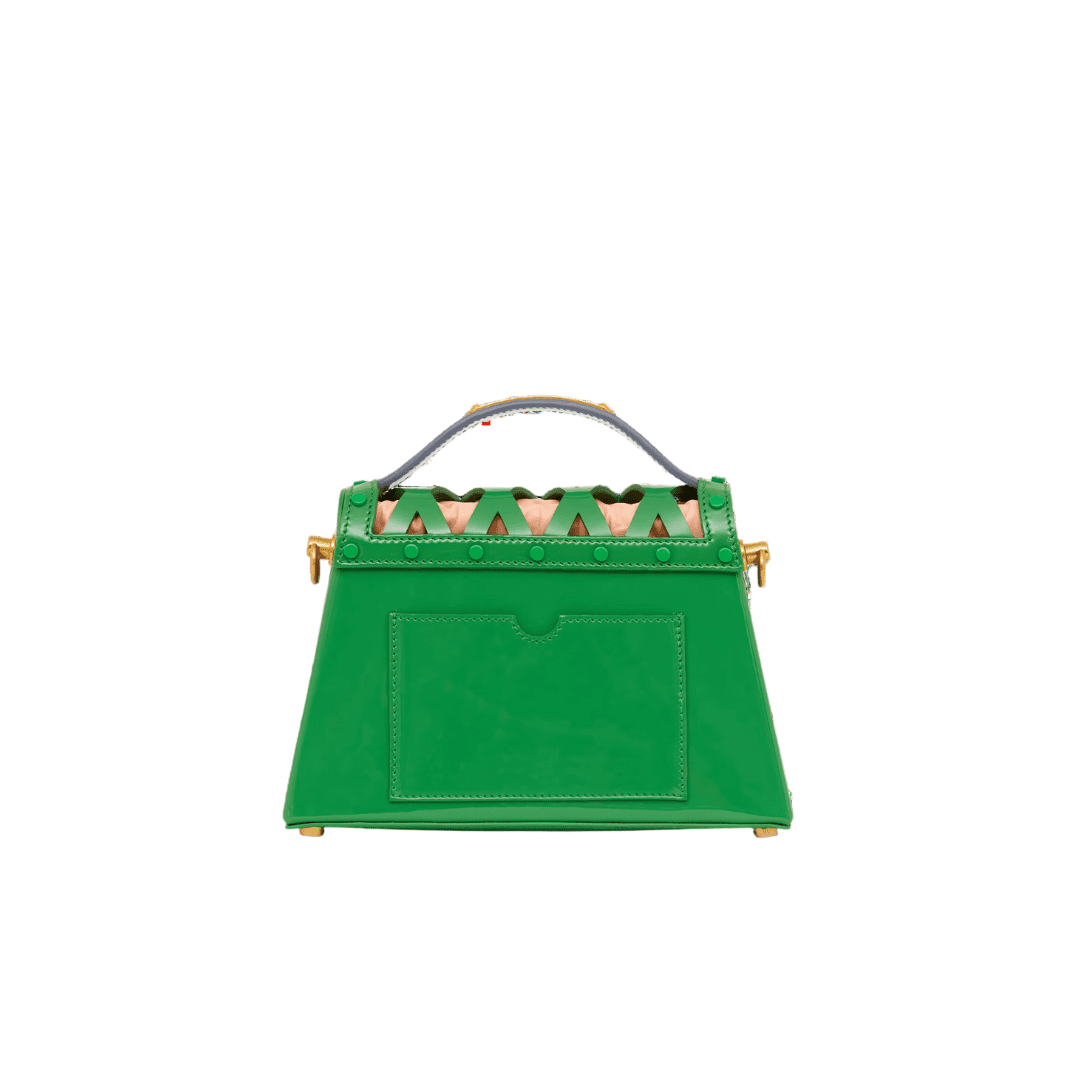 BALMAIN B-BUZZ DYNASTY BAG IN PATENT LEATHER WITH AN OPENWORK GRID MOTIF - Image 3