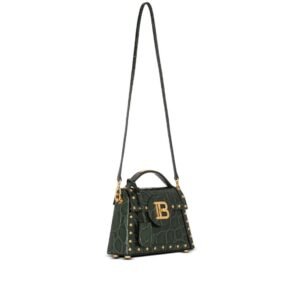 BALMAIN B-BUZZ DYNASTY BAG IN CROCODILE-PRINT LEATHER