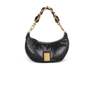 BALMAIN 1945 SOFT HOBO BAG IN CRINKLED LEATHER