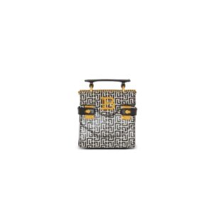 BALMAIN  B-BUZZ MINI 12 BAG IN EMBOSSED CALFSKIN WITH A PB LABYRINTH MONOGRAM