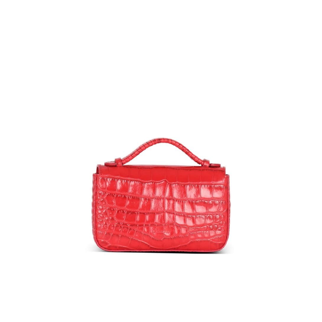 BALMAIN B-BUZZ MINI BAG IN CROCODILE-PRINT LEATHER - Image 3