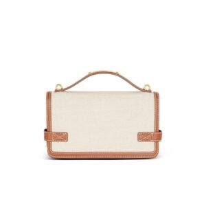 BALMAIN B-BUZZ 24 CANVAS AND LEATHER BAG