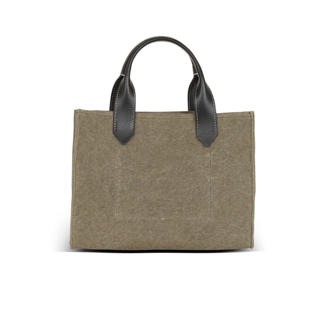 BALMAIN B-ARMY SMALL CANVAS SHOPPING BAG WITH LEATHER INSERTS - Image 3