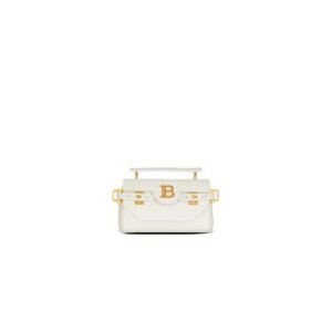 BALMAIN B-BUZZ 19 MONOGRAM GRAINED LEATHER BAG
