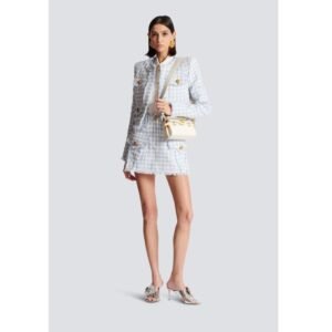 BALMAIN B-BUZZ 19 MONOGRAM GRAINED LEATHER BAG