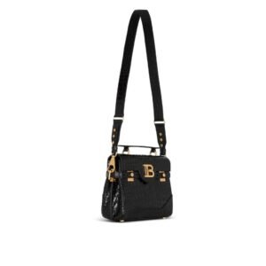 BALMAIN B-BUZZ 23 BAG IN CROCODILE-PRINT LEATHER