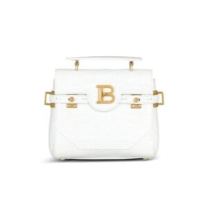 BALMAIN B-BUZZ 23 BAG IN CROCODILE EFFECT-EMBOSSED LEATHER