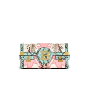 BALMAIN B-BUZZ 23 POUCH PATCHWORK LEATHER CLUTCH