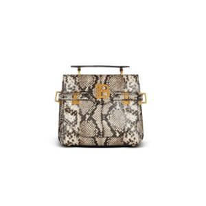 BALMAIN B-BUZZ 23 SNAKESKIN-EFFECT LEATHER BAG