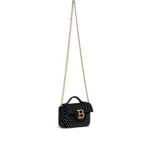 BALMAIN B-BUZZ MINI VELVET AND CRYSTAL BAG