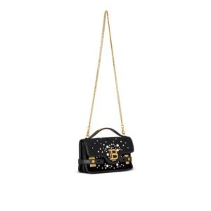 BALMAIN B-BUZZ SHOULDER 24 BAG IN EMBROIDERED VELVET