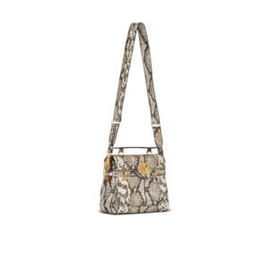 BALMAIN B-BUZZ 23 SNAKESKIN-EFFECT LEATHER BAG