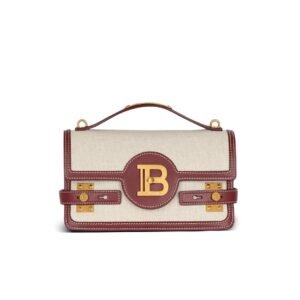 BALMAIN B-BUZZ 24 CANVAS AND LEATHER BAG