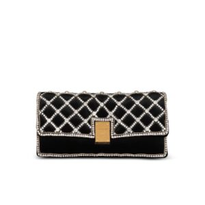 BALMAIN 1945 SOFT VELVET AND PEARL CLUTCH