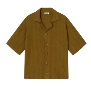 NANUSHKA JEFF TERRY-KNIT SHIRT BROWN