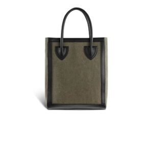 BALMAIN CANVAS B-ARMY 26 BAG WITH LEATHER PANELS