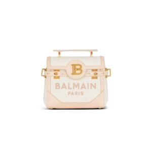 BALMAIN B-BUZZ 23 CANVAS AND LEATHER BAG