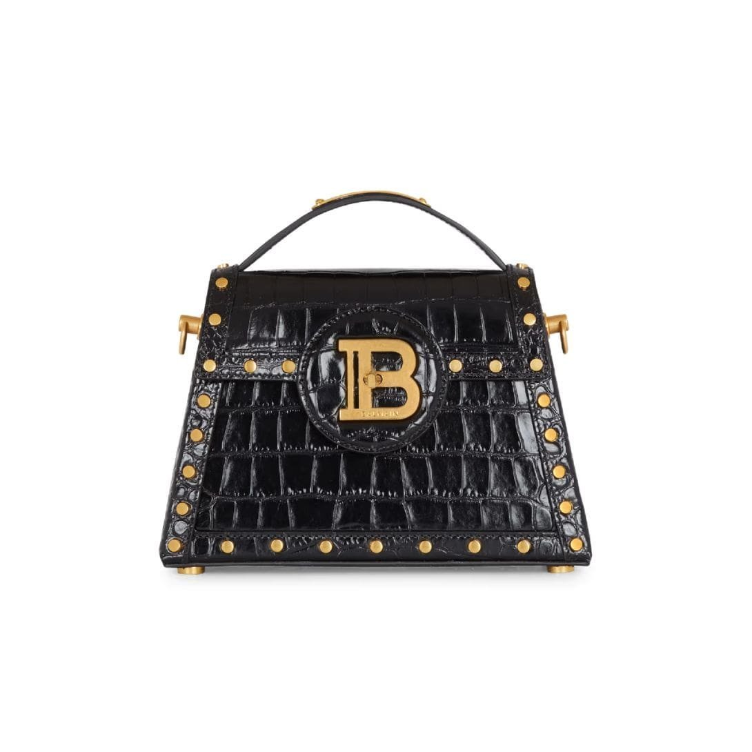 BALMAIN B-BUZZ DYNASTY BAG IN CROCODILE-PRINT LEATHER