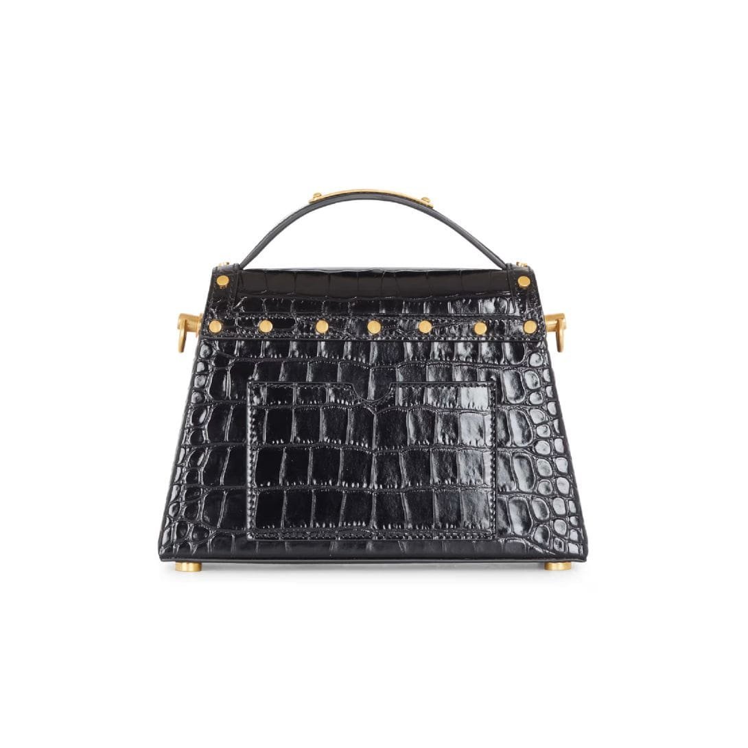 BALMAIN B-BUZZ DYNASTY BAG IN CROCODILE-PRINT LEATHER - Image 3