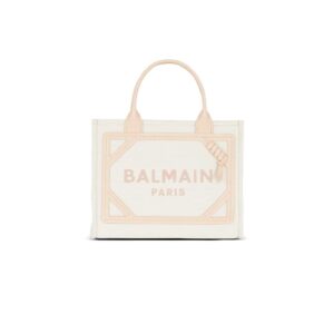 BALMAIN B-ARMY CANVAS AND LEATHER TOTE BAG