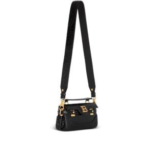 BALMAIN B-BUZZ 19 BAG IN CROCODILE-PRINT LEATHER