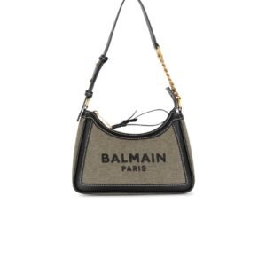 BALMAIN B-ARMY CANVAS BAG WITH LEATHER INSERTS