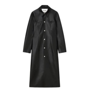 NANUSHKA IVAN SALE REGENERATED LEATHER COAT BLACK