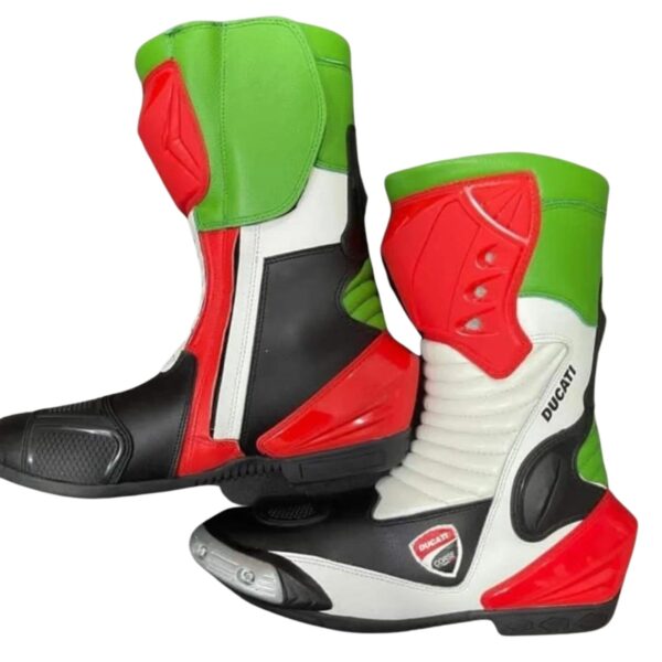 DUCATI LEATHER BOOTS WHITE, BLACK, RED & GREEN - Image 2