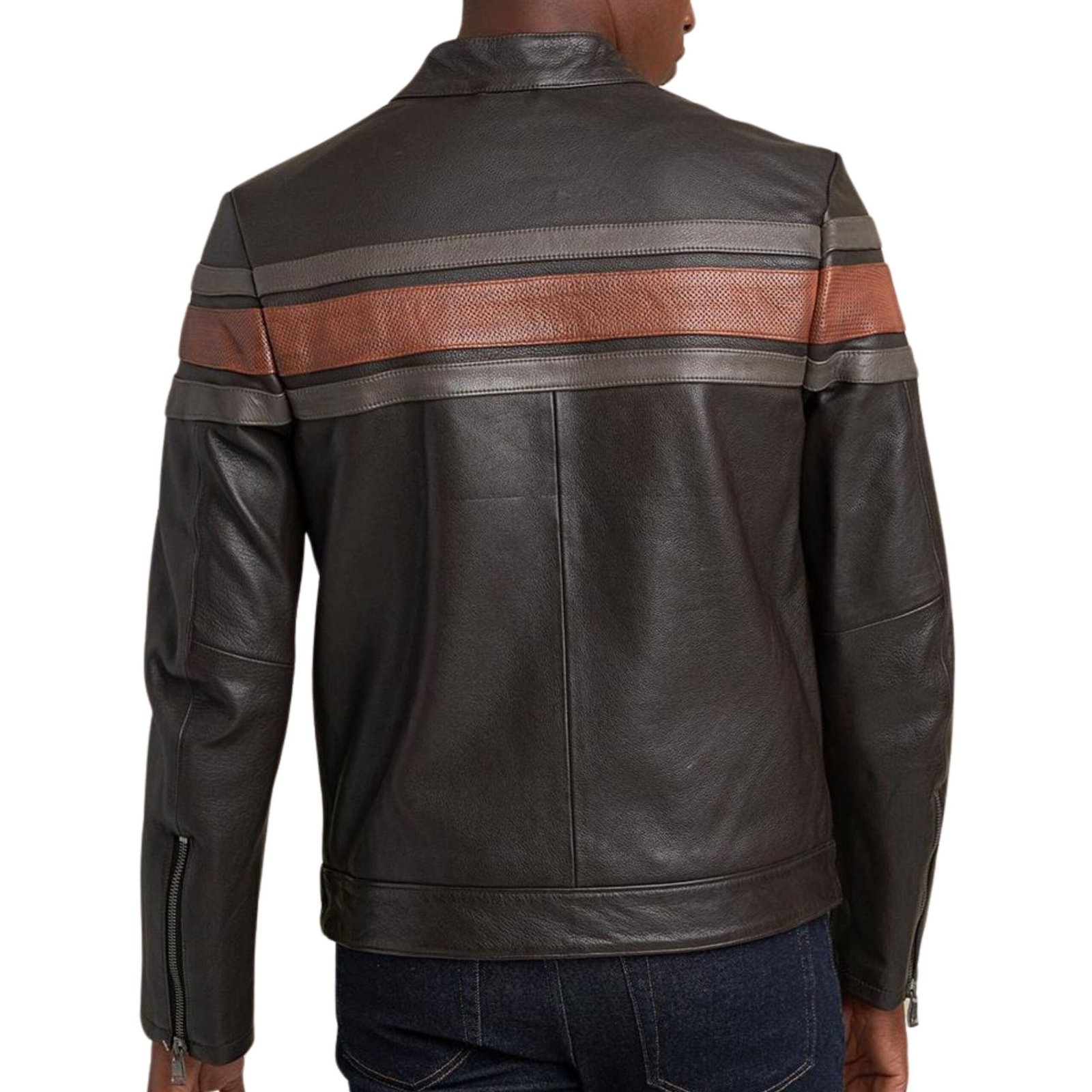 DALE RETRO STRIPED LEATHER JACKET - Image 3