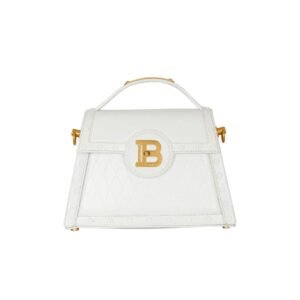 BALMAIN B-BUZZ DYNASTY BAG IN GRID-EMBOSSED CALFSKIN
