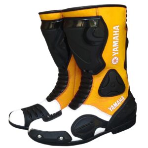 YAMAHA MOTORCYCLE LEATHER BOOTS YELLOW