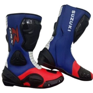 SUZUKI MOTORCYCLE LEATHER BOOTS BLUE