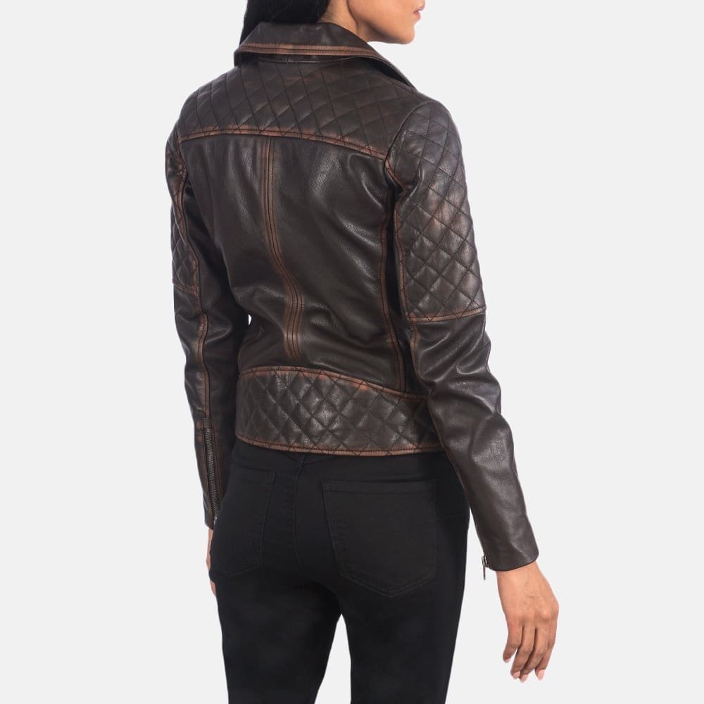 Carolyn Quilted Vintage Biker Jacket - Image 11
