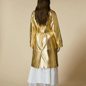 Gold Leather Trench Coat Women