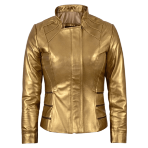 Gold Leather Jacket Women