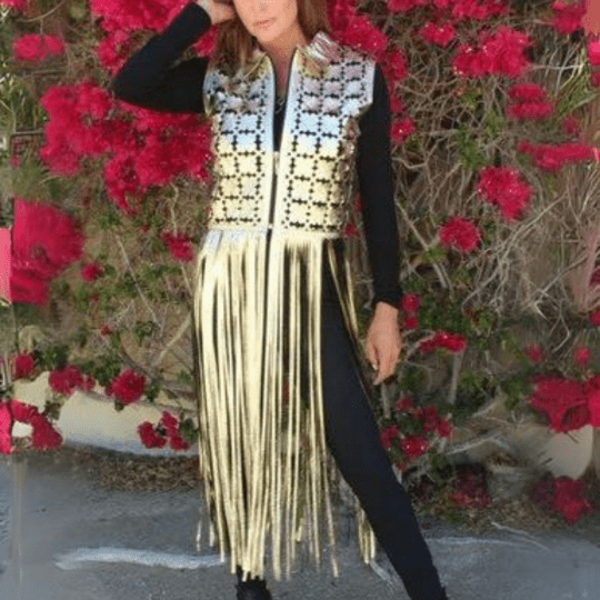 Gold Leather Coat Women - Image 2