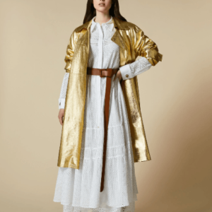 Gold Leather Trench Coat Women