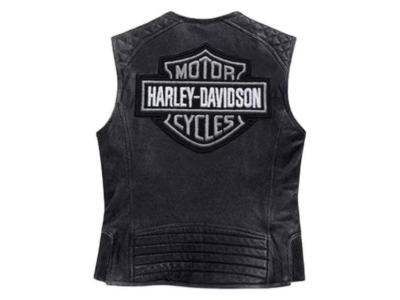 Cafe Racer Black Harley Davidson Genuine Leather HD Vest - Image 2
